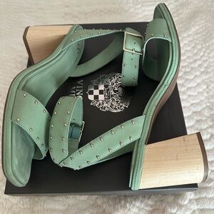 Vince Camuto Shyremin Green Block Heel Sandals
